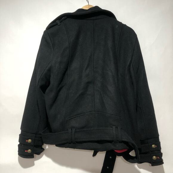 Free People Manteau Cecelia Peacoat Button Front Buckle Detail Black M $348 - Picture 10 of 16